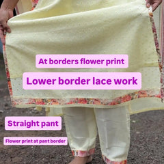 Cotton straight kurta set with flower print