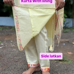 Cotton straight kurta set with flower print