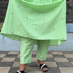 Pista Green color Anarkali suit with embroidery work