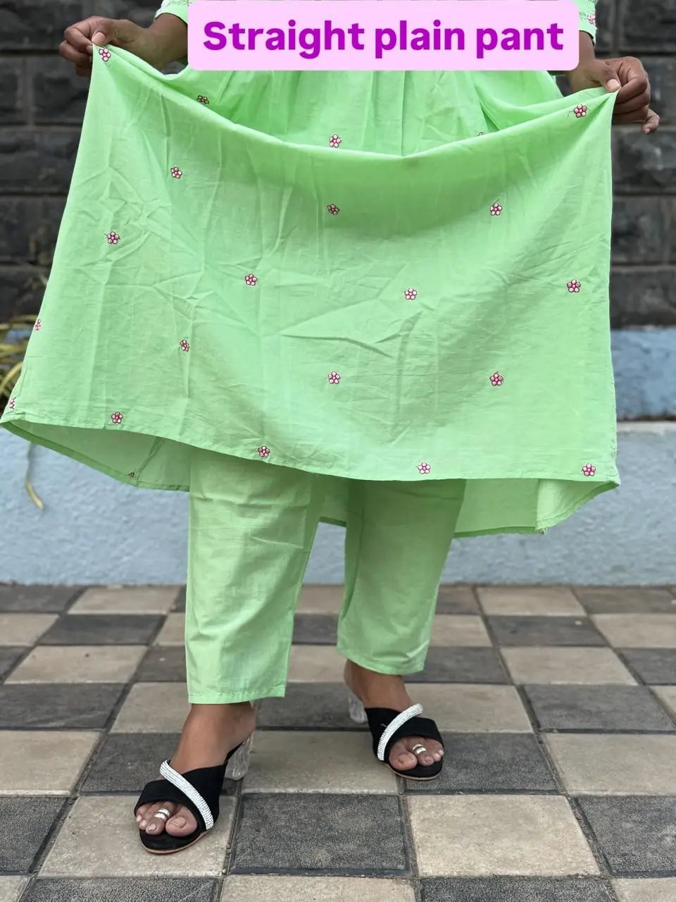 Pista Green color Anarkali suit with embroidery work