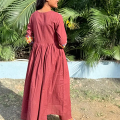 Wine color Anarkali Co-ord set