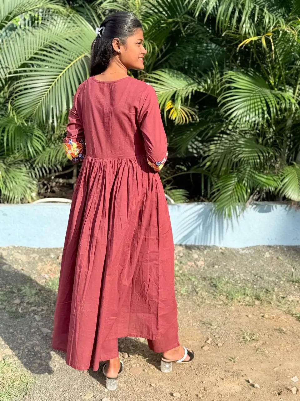 Wine color Anarkali Co-ord set
