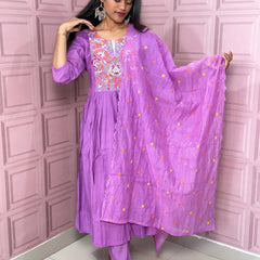 Pure Mul chanderi Anarkali with embroidery