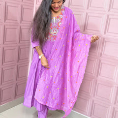 Pure Mul chanderi Anarkali with embroidery