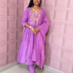 Pure Mul chanderi Anarkali with embroidery