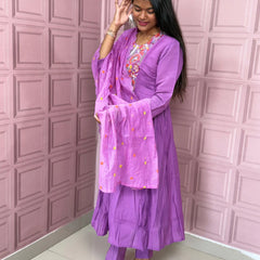 Pure Mul chanderi Anarkali with embroidery