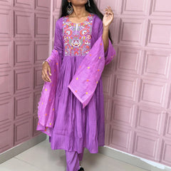 Pure Mul chanderi Anarkali with embroidery
