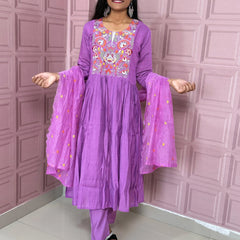 Pure Mul chanderi Anarkali with embroidery