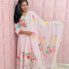 Premium Mul cotton Anarkali suit with beautiful hand paint