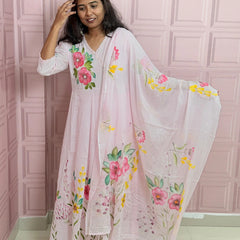 Premium Mul cotton Anarkali suit with beautiful hand paint