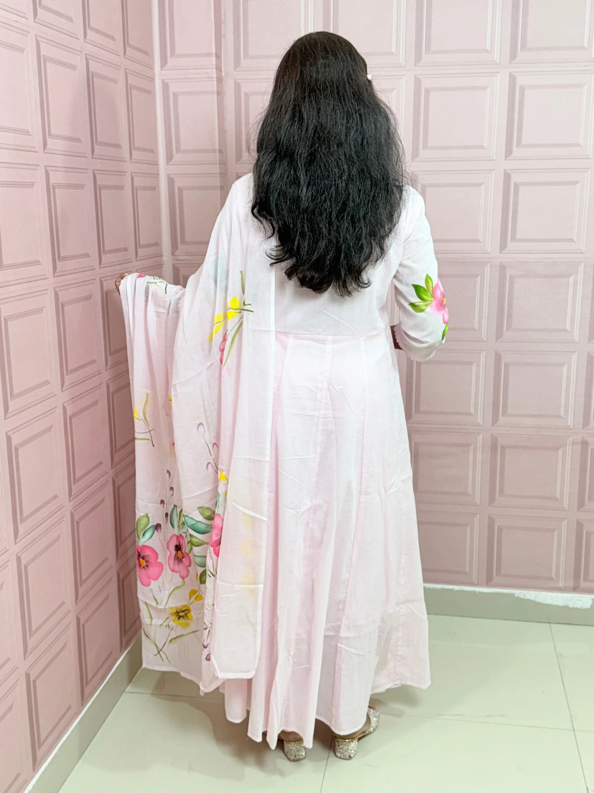 Premium Mul cotton Anarkali suit with beautiful hand paint