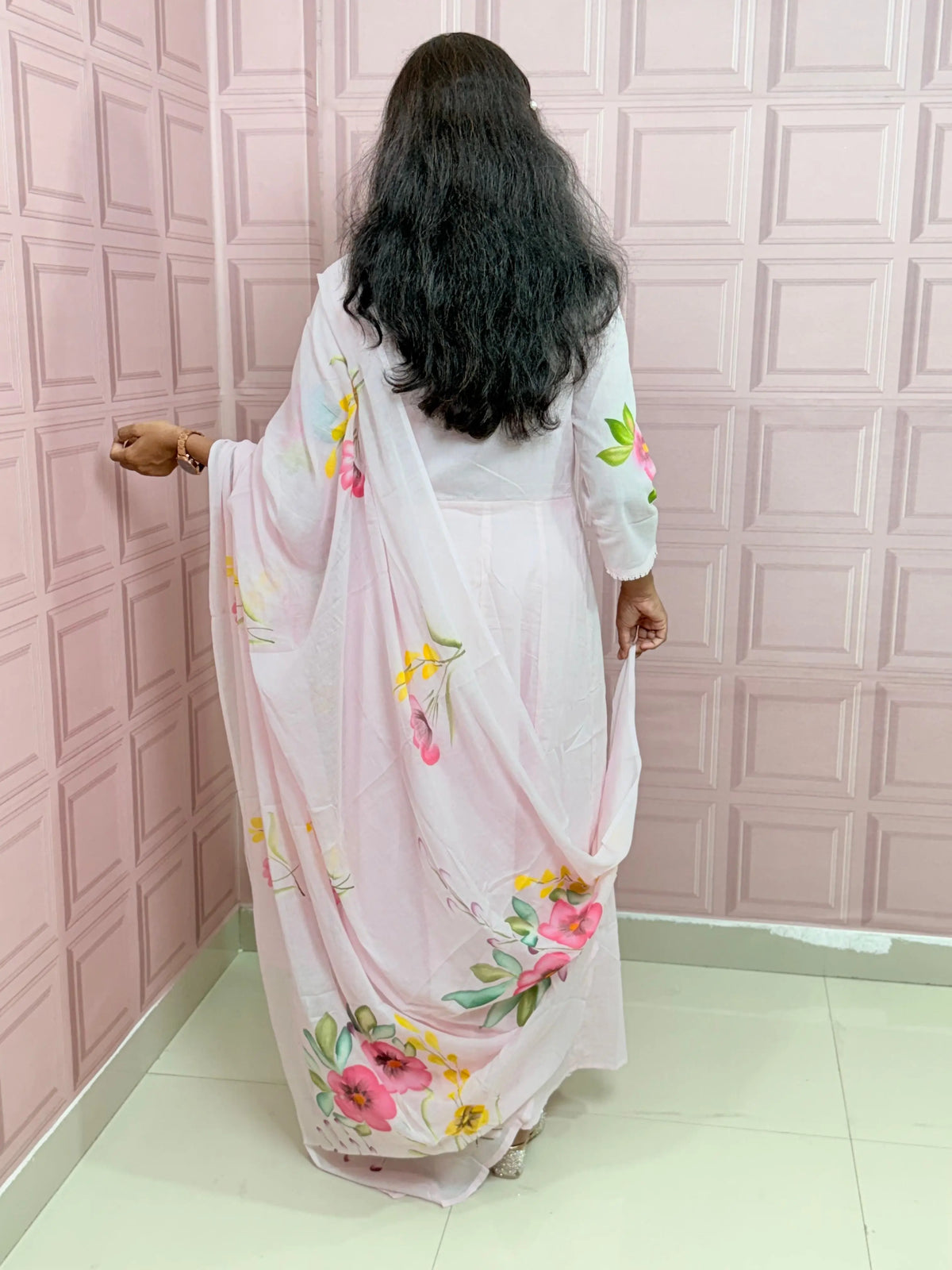 Premium Mul cotton Anarkali suit with beautiful hand paint