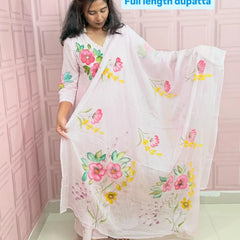 Premium Mul cotton Anarkali suit with beautiful hand paint