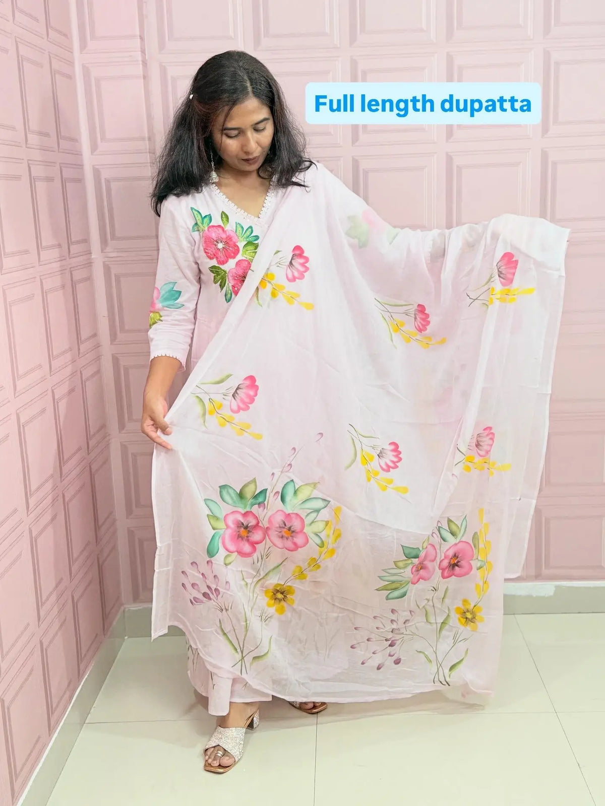 Premium Mul cotton Anarkali suit with beautiful hand paint