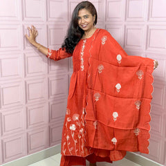 Pure Mul chanderi Anarkali with embroidery