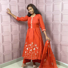 Pure Mul chanderi Anarkali with embroidery