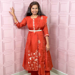Pure Mul chanderi Anarkali with embroidery