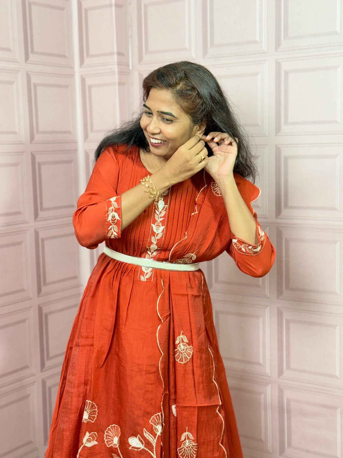 Pure Mul chanderi Anarkali with embroidery