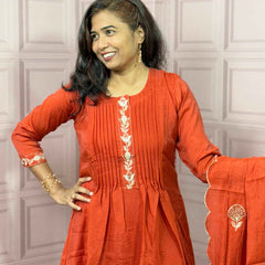 Pure Mul chanderi Anarkali with embroidery