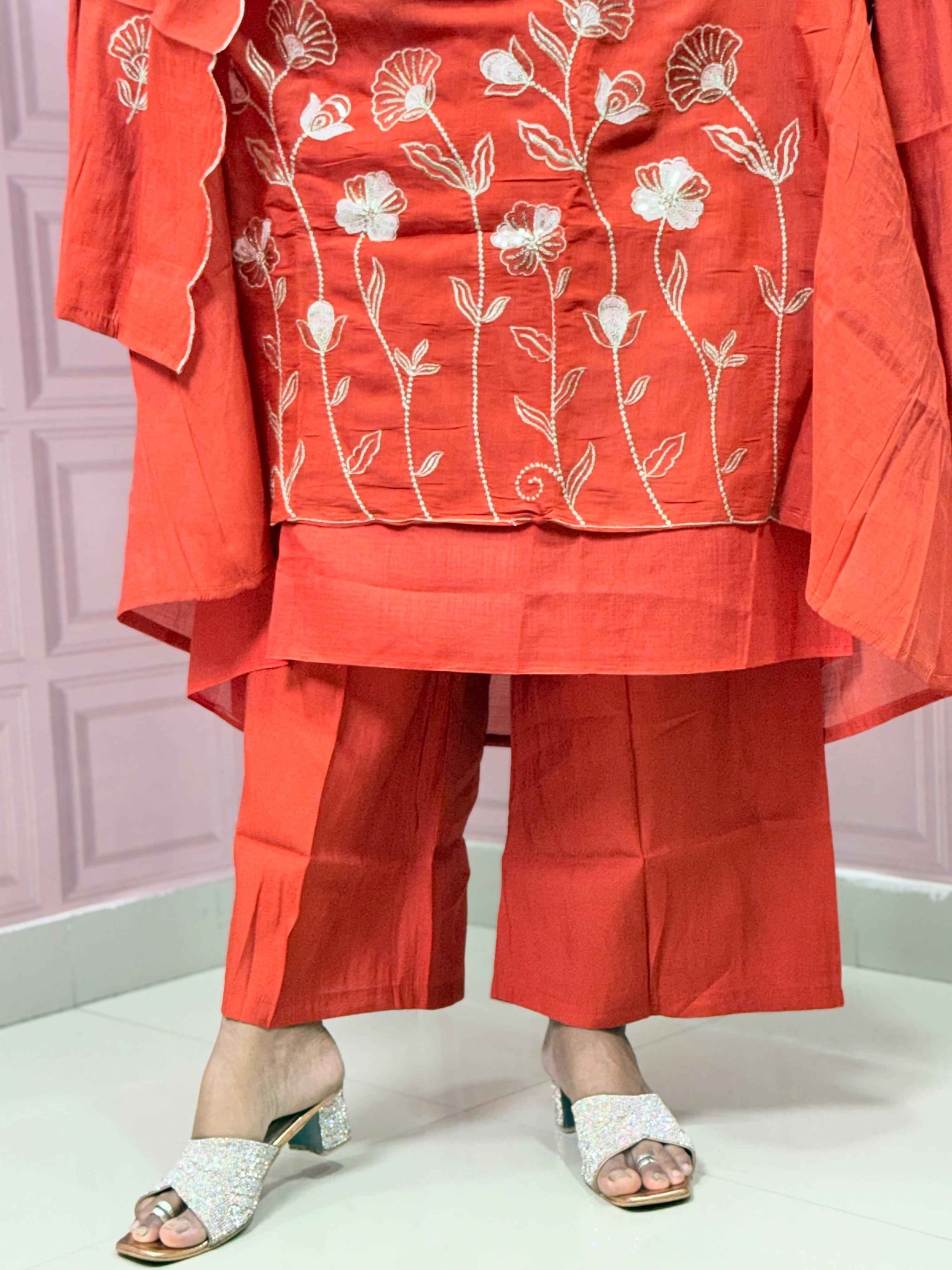 Pure Mul chanderi Anarkali with embroidery