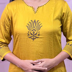 Pure Gajji silk mustard yellow color co-ord set