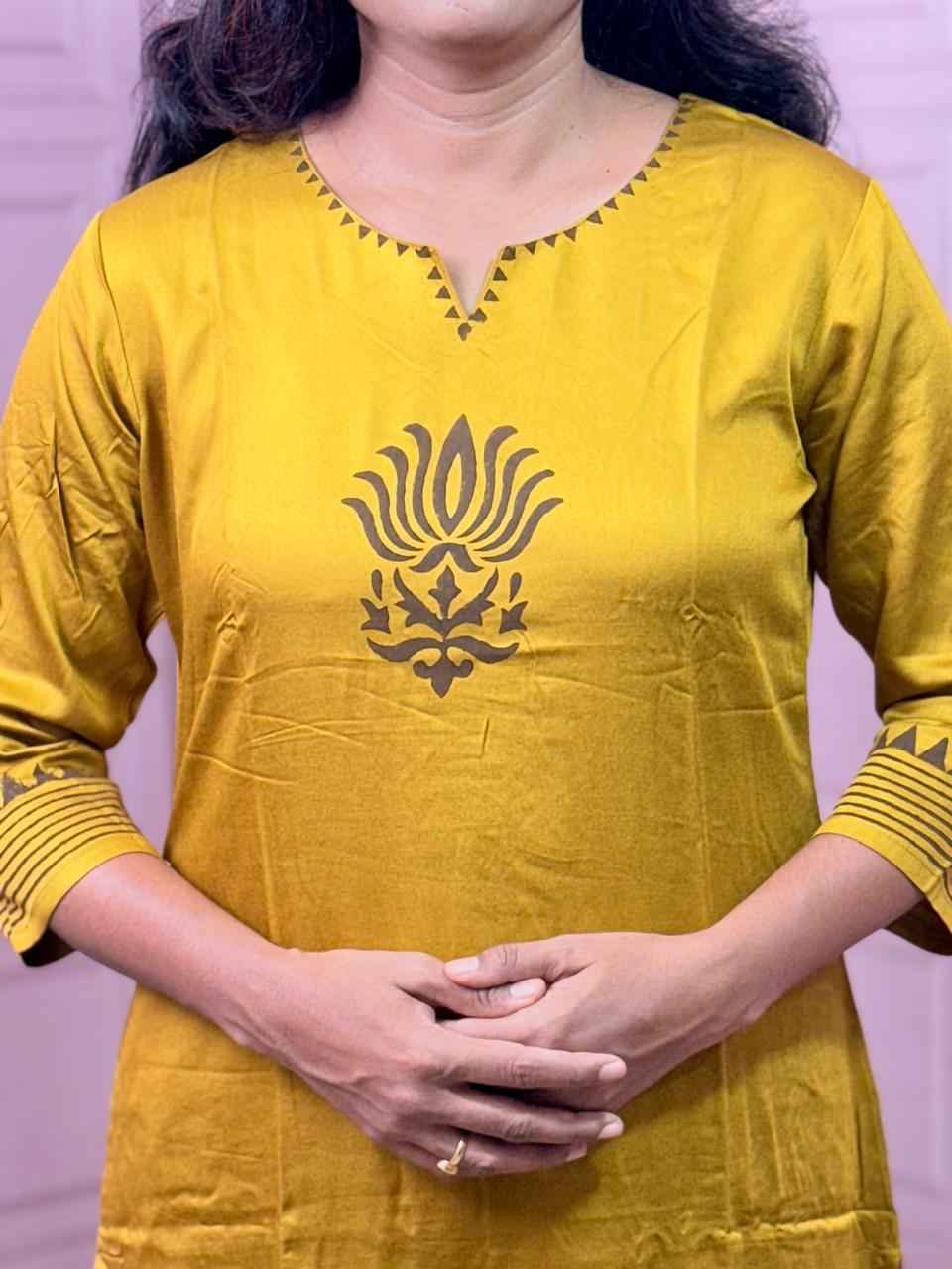 Pure Gajji silk mustard yellow color co-ord set