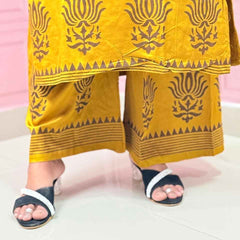 Pure Gajji silk mustard yellow color co-ord set