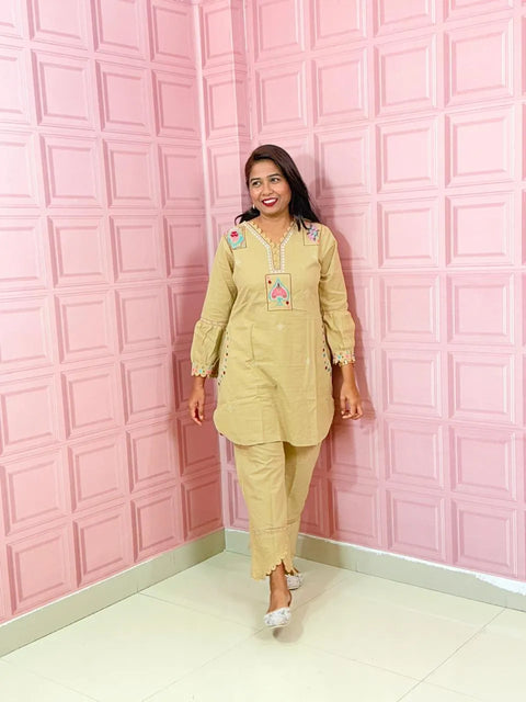 Ccotton co-ord set with embroidery